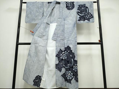 平和屋着物∴夏物 浴衣 訪問着 有松鳴海絞り 舞蝶牡丹文 綿 逸品 CABE8950ng