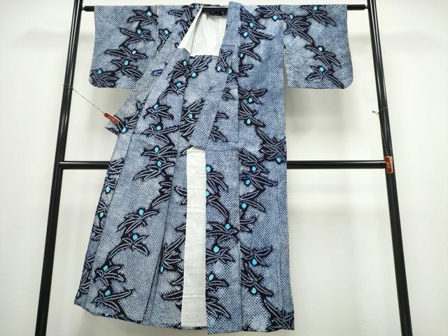 平和屋着物∴夏物 浴衣 有松鳴海絞り 草花文 綿 逸品 CABE8952ng