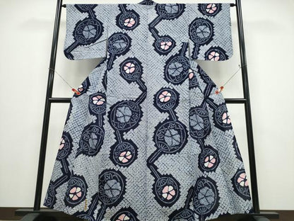 平和屋着物∴夏物 浴衣 有松鳴海絞り 団扇花文 綿 逸品 CABE8955ng
