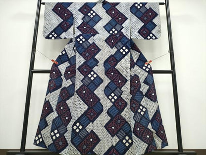 平和屋着物∴夏物 浴衣 有松鳴海絞り 花菱吉祥文 綿 逸品 CABE8963ng