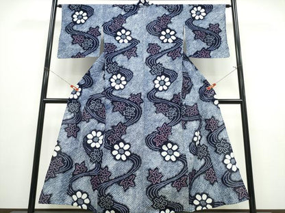 平和屋着物∴夏物 浴衣 有松鳴海絞り 竜田川 花文 綿 逸品 CABE8965ng