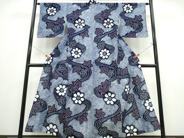 平和屋着物∴夏物 浴衣 有松鳴海絞り 竜田川 花文 綿 逸品 CABE8965ng