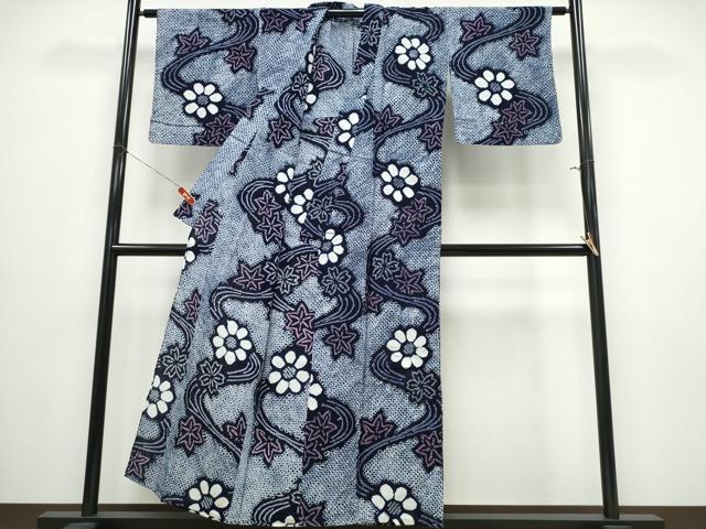 平和屋着物∴夏物 浴衣 有松鳴海絞り 竜田川 花文 綿 逸品 CABE8965ng
