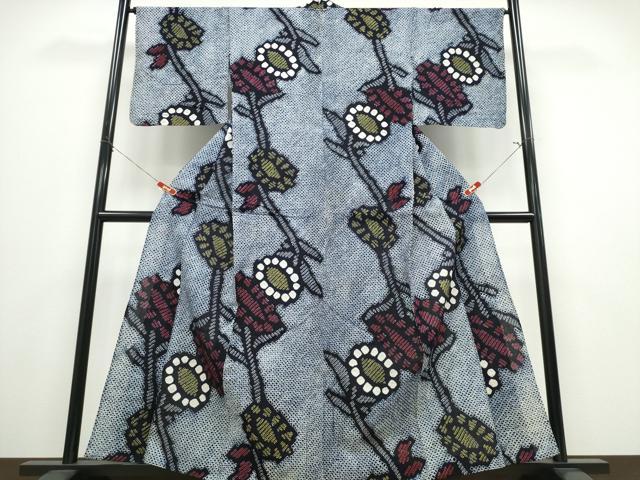 平和屋着物∴夏物 浴衣 有松鳴海絞り 向日葵 綿 逸品 CABE8966ng