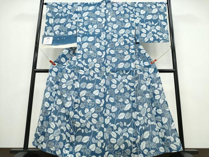 平和屋着物∴夏物　竺仙鑑製　浴衣　綿絽　草花文　反端付き　綿　逸品　CABE8971ng