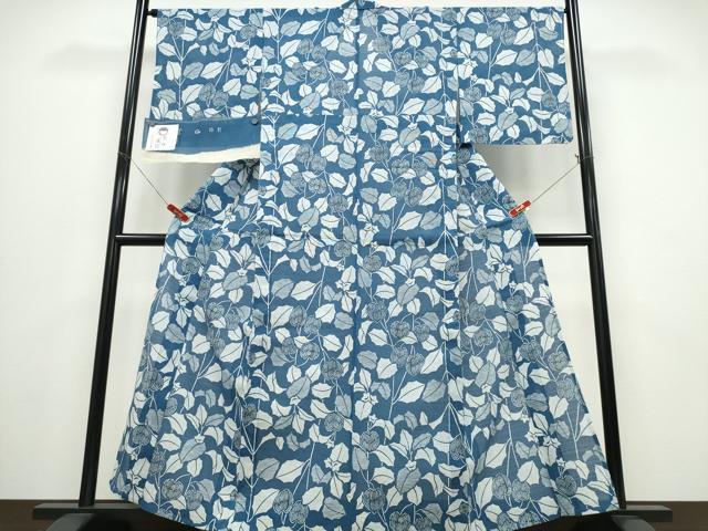 平和屋着物∴夏物　竺仙鑑製　浴衣　綿絽　草花文　反端付き　綿　逸品　CABE8971ng