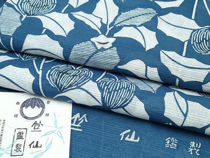平和屋着物∴夏物　竺仙鑑製　浴衣　綿絽　草花文　反端付き　綿　逸品　CABE8971ng