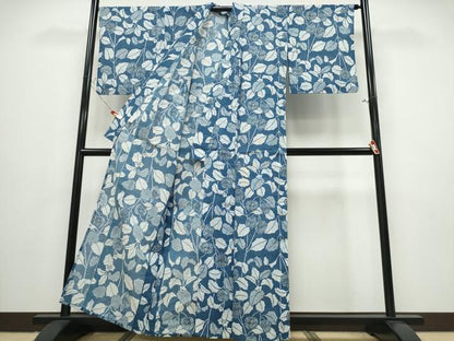 平和屋着物∴夏物　竺仙鑑製　浴衣　綿絽　草花文　反端付き　綿　逸品　CABE8971ng