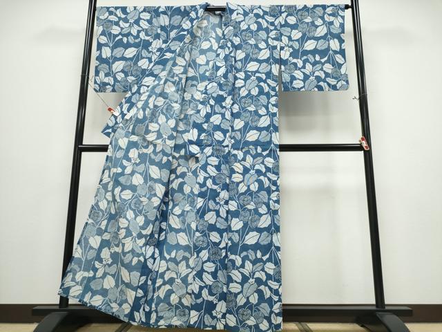 平和屋着物∴夏物　竺仙鑑製　浴衣　綿絽　草花文　反端付き　綿　逸品　CABE8971ng