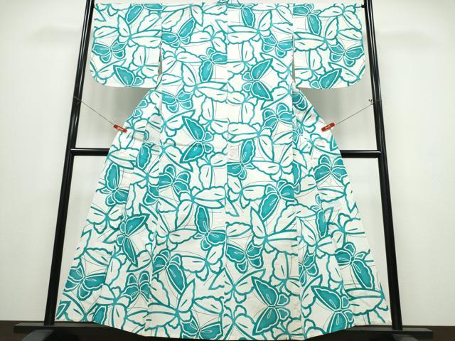 平和屋着物∴夏物 浴衣 舞蝶文 綿 逸品 CABE8977ng