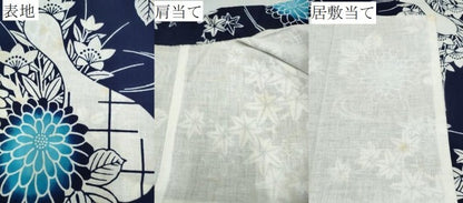 平和屋着物∴夏物 浴衣 藍 注染 手染め 手縫い 瓢箪菊花文 日本製 綿 逸品 CABE8980ng