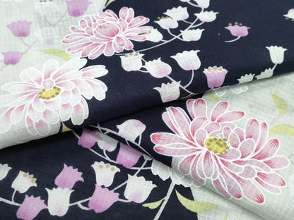 平和屋着物∴夏物 浴衣 綿紅梅 鈴蘭菊文 金彩 綿 逸品 未使用 CABE8981ng