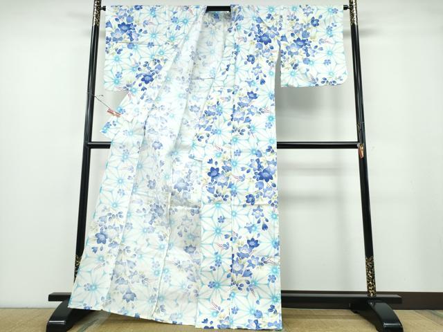 平和屋着物∴夏物　浴衣　草花文　綿　逸品　DABD2613cd 平和屋着物∴夏物 浴衣 草花麻の葉文様 ラメ 綿 逸品 未使用 CABE8985ng