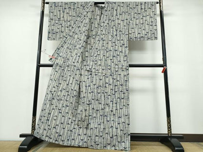平和屋着物∴夏物 浴衣 注染 手縫い 笹竹文 日本製 綿 逸品 CABE8987ng