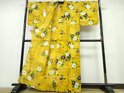 平和屋着物∴夏物 浴衣 舞蝶薔薇文 逸品 未使用 CABE8988ng