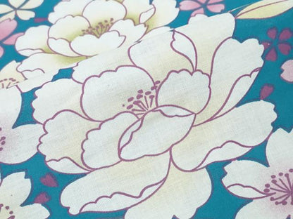 平和屋着物∴夏物 浴衣 舞牡丹桜 綿 逸品 未使用 CABE8989ng