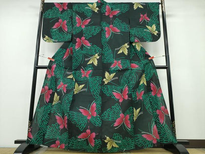 平和屋着物∴夏物 浴衣 舞蝶文 綿 逸品 CABE8997ng