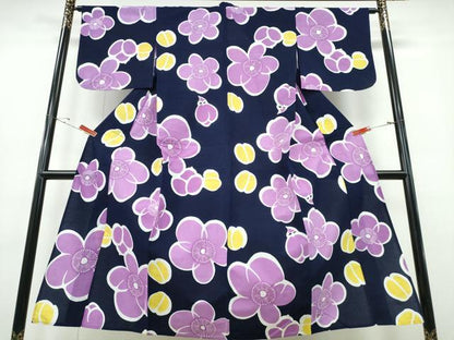 平和屋着物∴夏物 浴衣 舞梅文 手縫い 日本製 綿 逸品 CABE8998ng