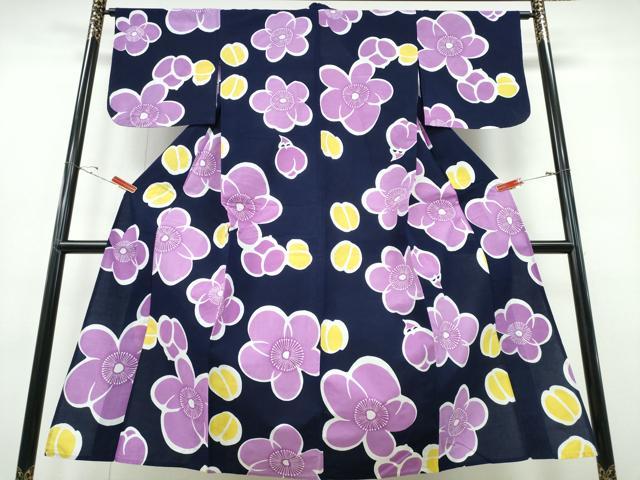 平和屋着物∴夏物 浴衣 舞梅文 手縫い 日本製 綿 逸品 CABE8998ng
