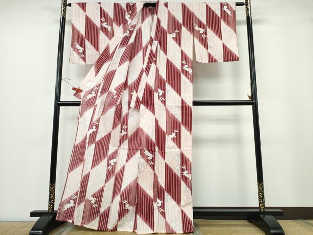 平和屋着物∴夏物 浴衣 兎 うさぎ 舞桜 ラメ 綿 逸品 未使用 CABE9000ng
