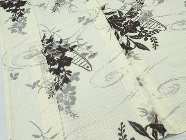 平和屋着物∴夏物 こむさでもーど・COMME CA DU MODE 浴衣 流水花舟文 綿 逸品 CABE9005ng