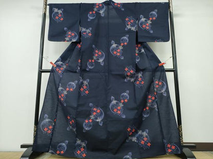 平和屋着物∴夏物 浴衣 綿紅梅 満月 紫陽花 ラメ 綿 逸品 未使用 CABE9006ng