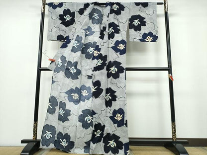 平和屋着物∴夏物 浴衣 綿紅梅 舞花文 綿 逸品 未使用 CABE9007ng