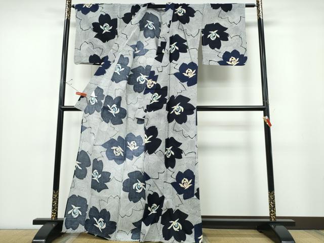 平和屋着物∴夏物 浴衣 綿紅梅 舞花文 綿 逸品 未使用 CABE9007ng