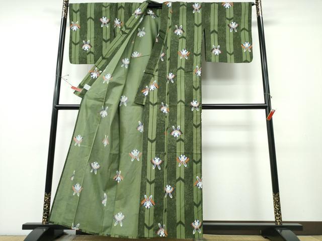 平和屋着物∴夏物 浴衣 兎 吉祥間道 金彩 綿 逸品 CABE9009ng