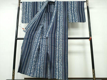 平和屋着物∴夏物 阿波しじら織 浴衣 草花間道 綿 逸品 CABE9013ng
