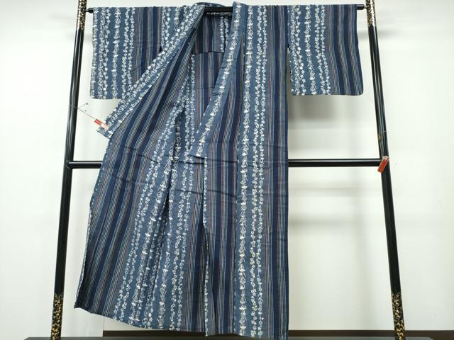平和屋着物∴夏物 阿波しじら織 浴衣 草花間道 綿 逸品 CABE9013ng
