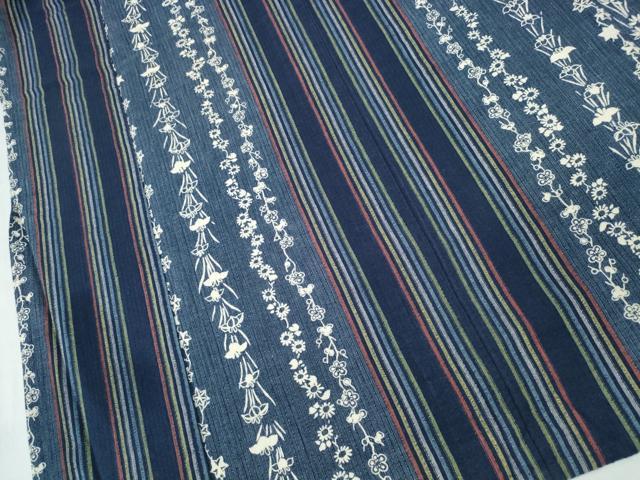 平和屋着物∴夏物 阿波しじら織 浴衣 草花間道 綿 逸品 CABE9013ng