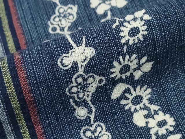 平和屋着物∴夏物 阿波しじら織 浴衣 草花間道 綿 逸品 CABE9013ng