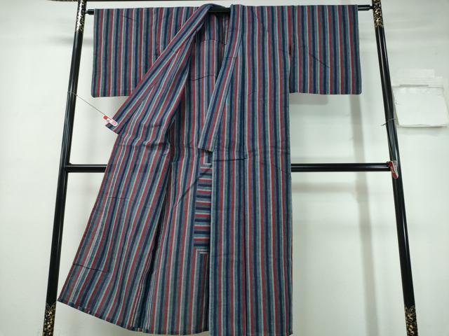 平和屋着物∴夏物 阿波しじら織 浴衣 間道 綿 逸品 CABE9015ng