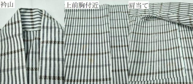 平和屋着物∴夏物 男性 浴衣 手縫い 縞 横段吉祥文 日本製 綿 逸品 CABE9017ng