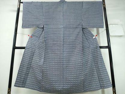 平和屋着物∴夏物 男性 浴衣 藍 注染 手染め 手縫い 幾何学文様 日本製 綿 逸品 CABE9019ng
