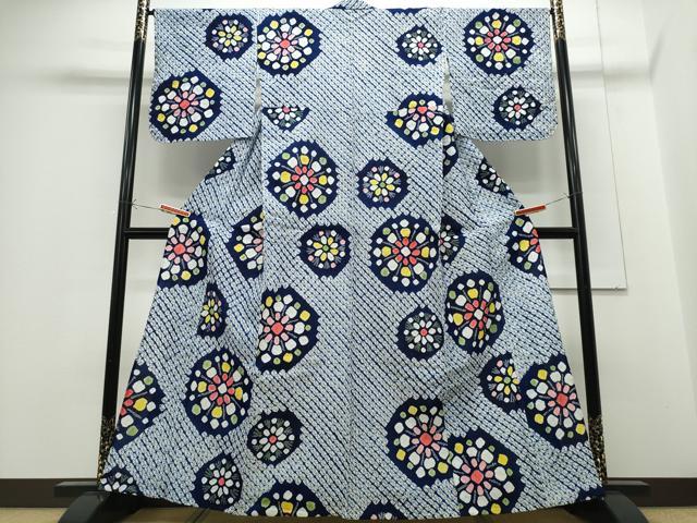 平和屋着物∴夏物 浴衣 有松鳴海絞り 花火 綿 逸品 未使用 CABE9024ng