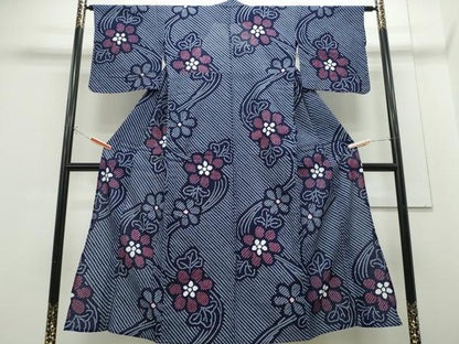 平和屋着物∴夏物 浴衣 有松鳴海絞り 流水花文 綿 逸品 CABE9027ng