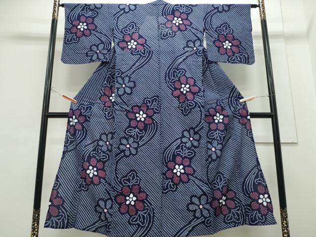 平和屋着物∴夏物 浴衣 有松鳴海絞り 流水花文 綿 逸品 CABE9027ng
