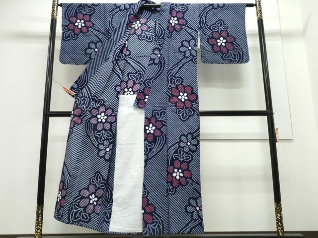 平和屋着物∴夏物 浴衣 有松鳴海絞り 流水花文 綿 逸品 CABE9027ng