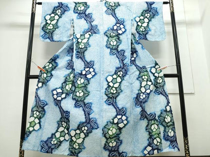 平和屋着物∴夏物 浴衣 有松鳴海絞り 枝花文 綿 逸品 CABE9029ng