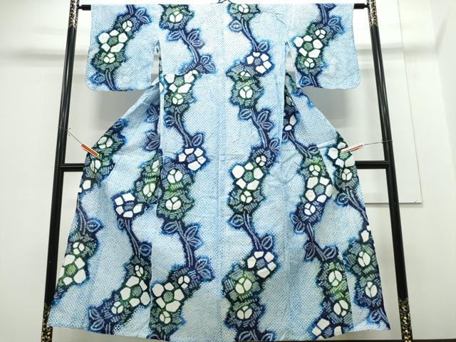 平和屋着物∴夏物 浴衣 有松鳴海絞り 枝花文 綿 逸品 CABE9029ng