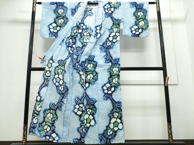 平和屋着物∴夏物 浴衣 有松鳴海絞り 枝花文 綿 逸品 CABE9029ng