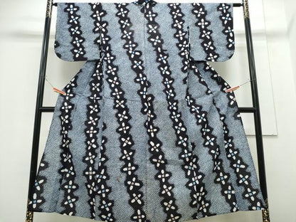 平和屋着物∴夏物 浴衣 有松鳴海絞り 斜線花文 綿 逸品 CABE9032ng