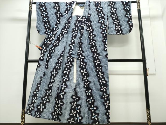 平和屋着物∴夏物 浴衣 有松鳴海絞り 斜線花文 綿 逸品 CABE9032ng