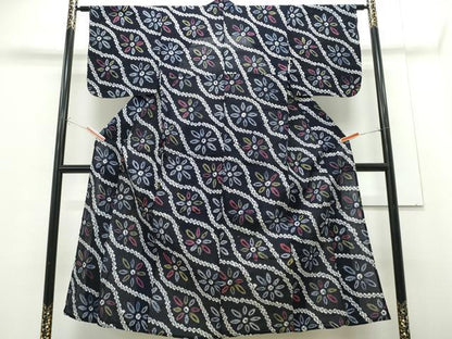 平和屋着物∴夏物 浴衣 有松鳴海絞り 立涌花文 綿 逸品 CABE9033ng