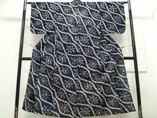 平和屋着物∴夏物 浴衣 有松鳴海絞り 立涌花文 綿 逸品 CABE9033ng