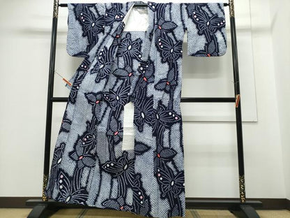 平和屋着物∴夏物 浴衣 有松鳴海絞り 舞蝶文 綿 逸品 CABE9035ng