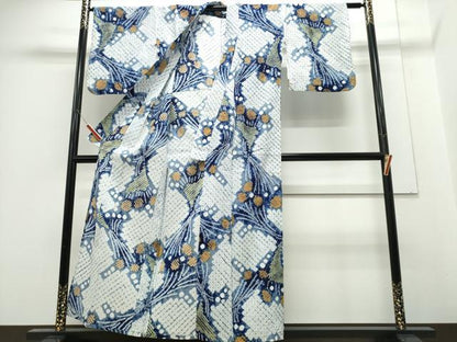 平和屋着物∴夏物 浴衣 有松鳴海絞り 花束文 綿 逸品 CABE9036ng
