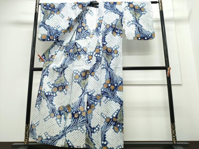 平和屋着物∴夏物 浴衣 有松鳴海絞り 花束文 綿 逸品 CABE9036ng